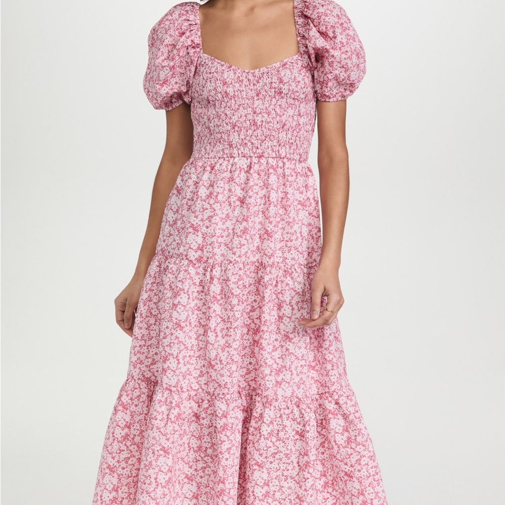 Moon River Pink Puff Sleeve Dress